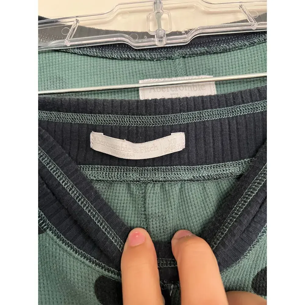 Abercrombie & Fitch Green Polka Dot HenleyTop & SleepPants 2Pec Set Size XS